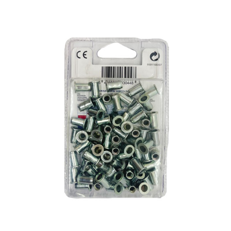 Blister remache tuerca acero c/ancha m-6
