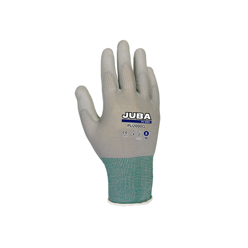 Par guantes nylon palma cub.pu gris pu2000g t.8