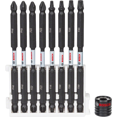 Set 8 puntas atorn.impacto dob.ph2-pz2-torx 110mm+iman