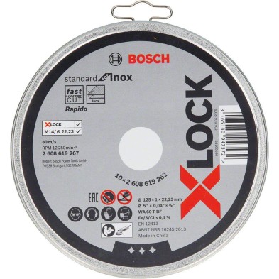 Pack 10un.disco de corte x-lock ø125x1mm standard for inox