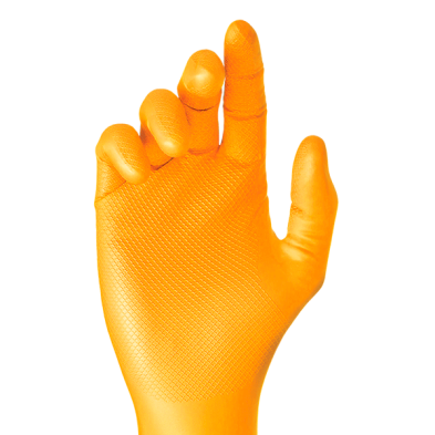 Caja 50 unidades guantes nitrilo escamad s/p naranja 580or t10 xl