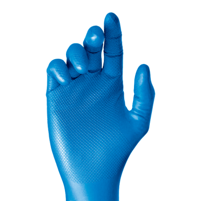 Caja 50 unidades guantes nitrilo escamado s/p azul 580bl t 9 (l)