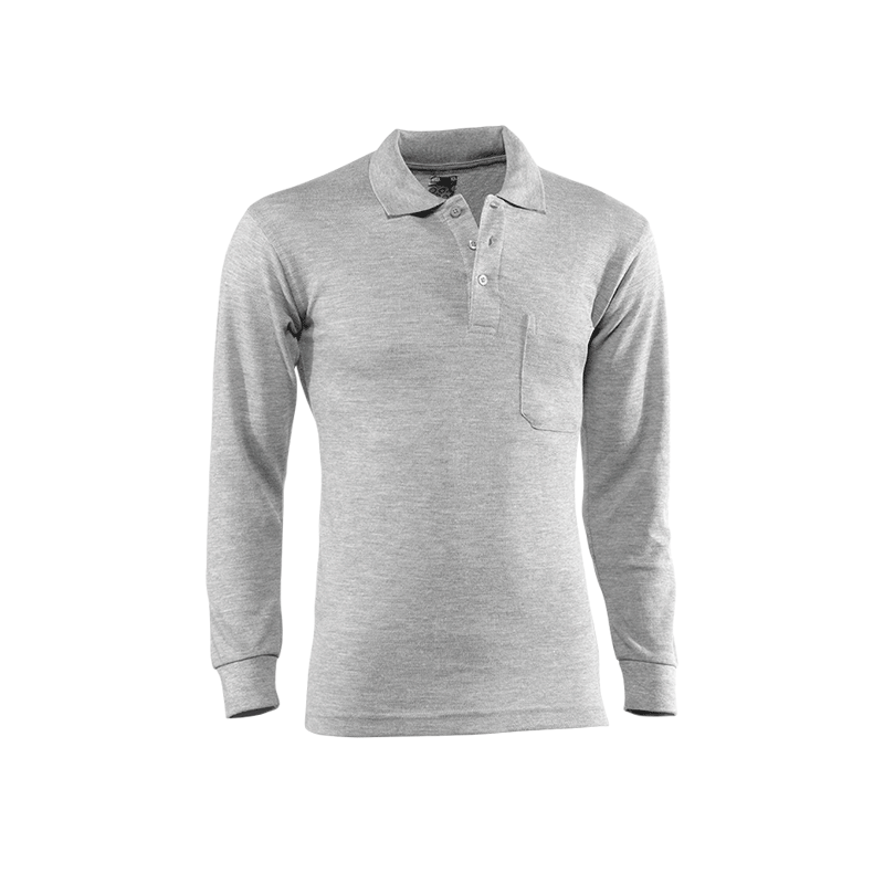 Polo pique m/larga c/bolsillo 613 gris t.m