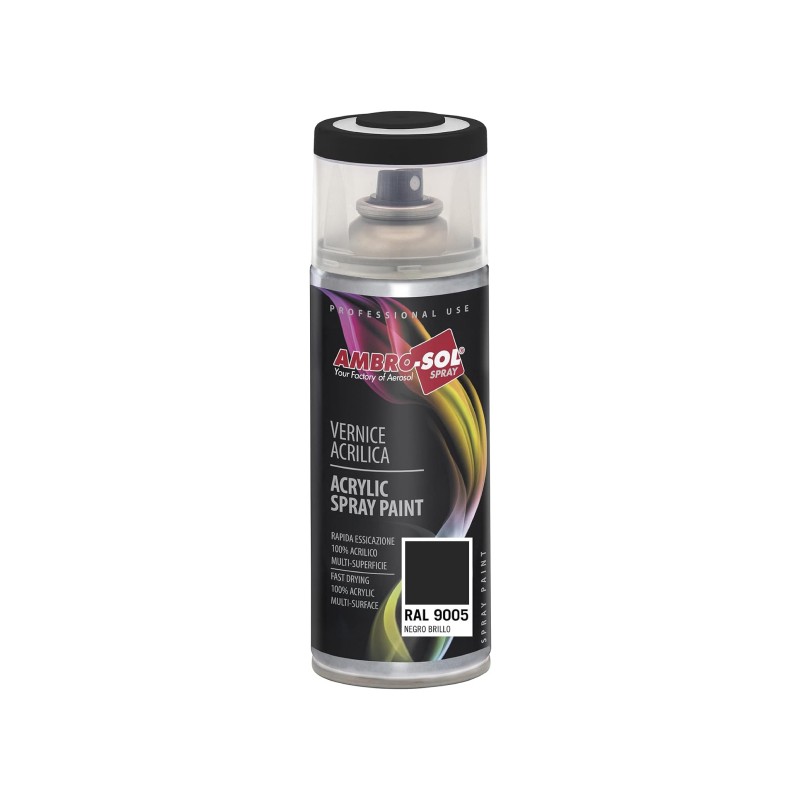 Spray pintura acrílica 400 ml ral 9005 negro brillo