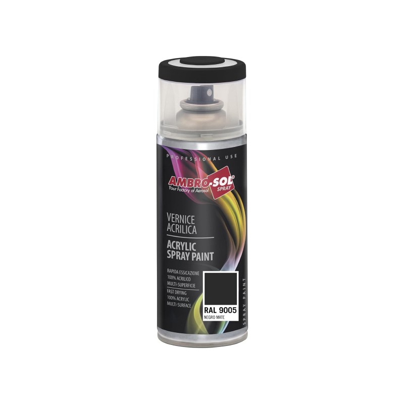 Spray pintura acrílica 400 ml ral 9005 negro mate