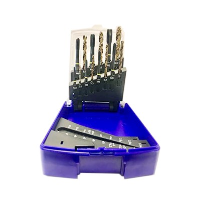 Estuche 7 machos maq.hsse m3-m12 + 7 brocas ø2,5-10,2mm