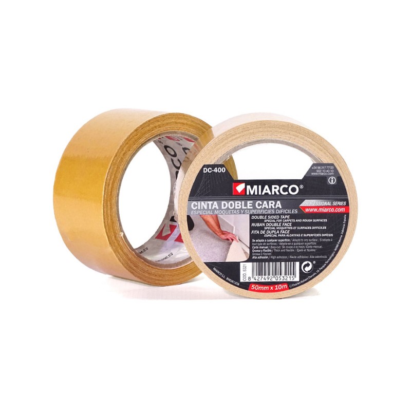 Rollo cinta doble cara p/moqueta permanente dc-400 tejido eti 50mm x 25m