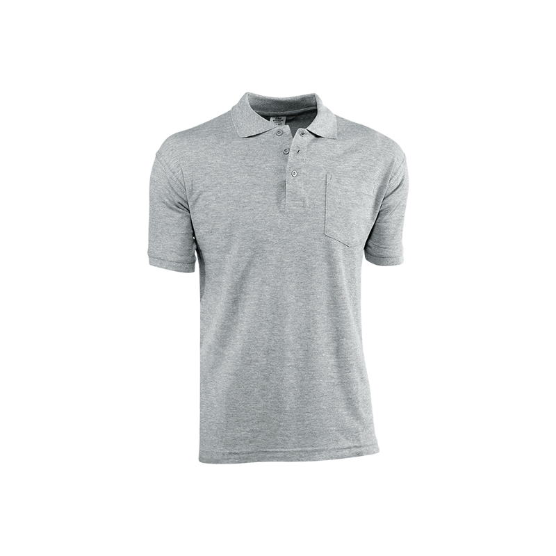 Polo pique m/corta c/bolsillo 643 gris t.s
