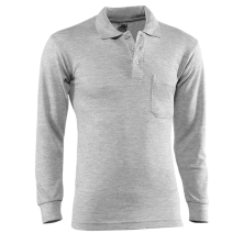 Polo pique m/larga c/bolsillo 613 gris t.s