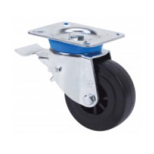 Rueda gir.ø150 tv-tpg 280kg c/freno goma negra alex 2-1631