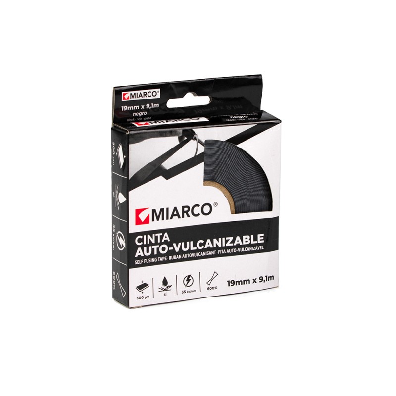 Rollo cinta autovulcanizable miarco negra 19mm x 9,1m