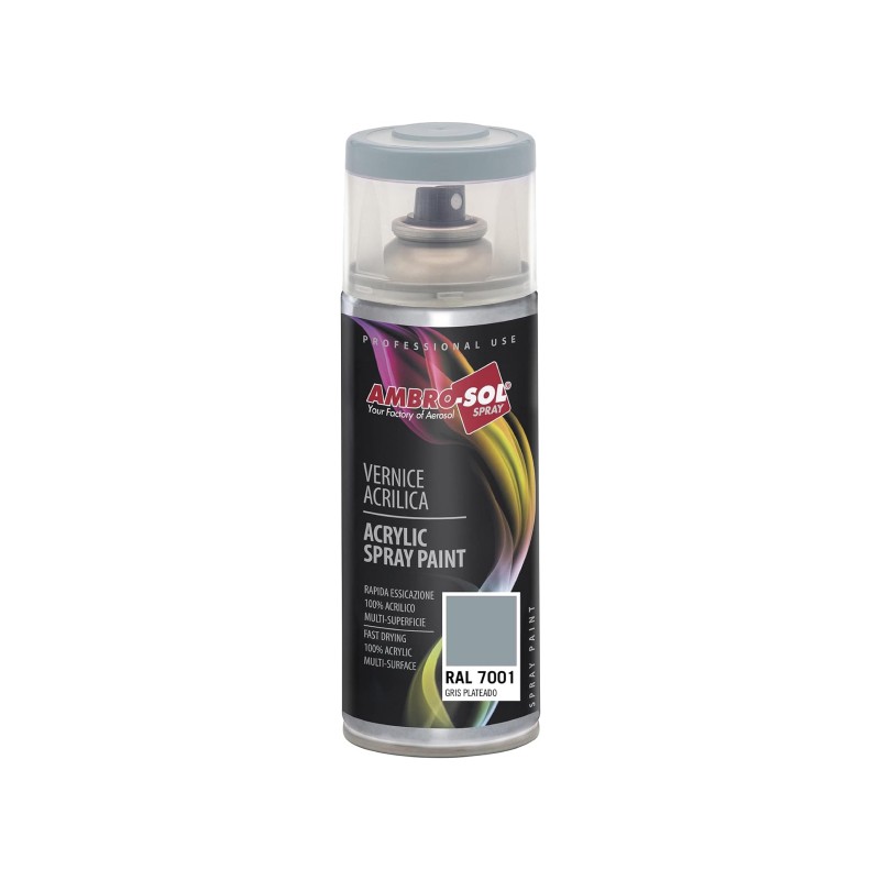 Spray pintura acrílica 400 ml ral 7001 gris plateado