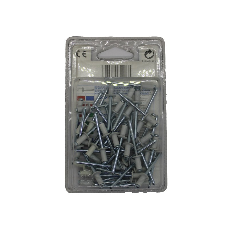 Blister remache aluminio mg3,5 blanco ø 4,8x10 mm
