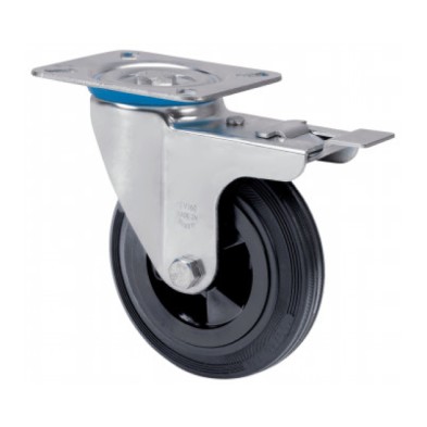 Rueda gir.ø140 zv-psn 130kg c/freno goma negra 2-1570'