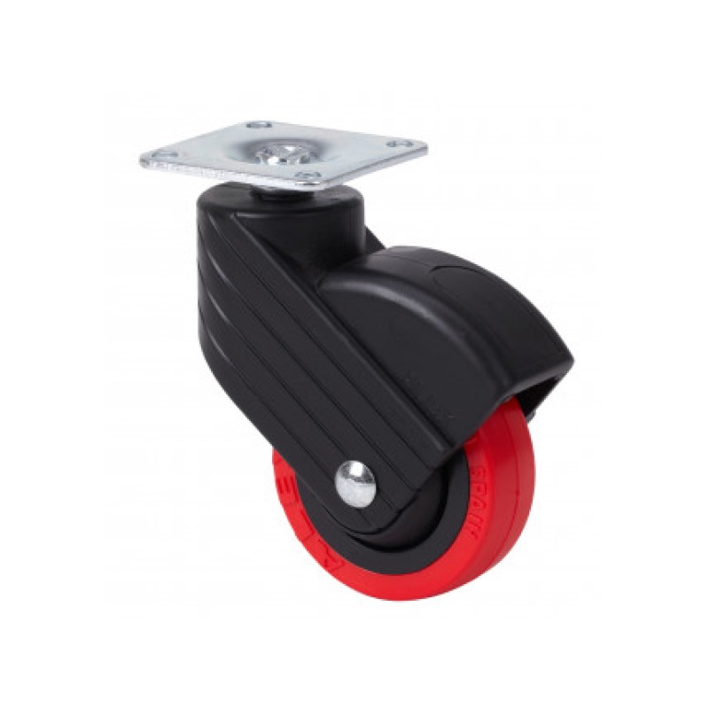 Rueda gir.ø50 hp-ppi 30kg pletina poliuret.rojo alex 1-0758