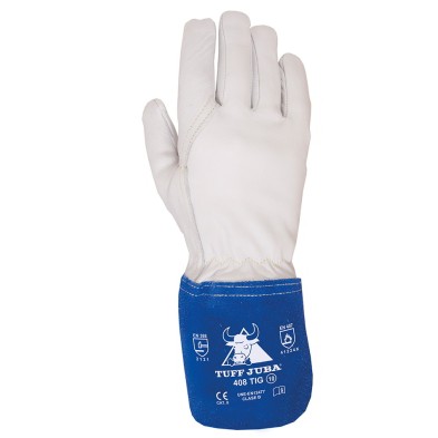 Par guantes piel flor cabritilla con manguito de serraje t.10