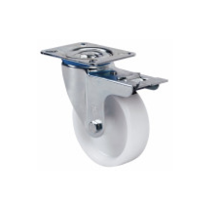 Rueda gir.ø100 zv-ut 200kg c/freno poliamix bco. alex 2-1194