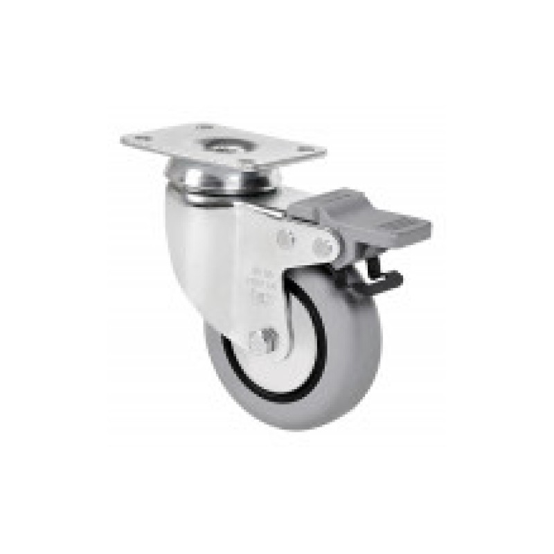 Rueda gir.ø80 bh-pgi 60kg.c/freno goma gris alex 1-0386