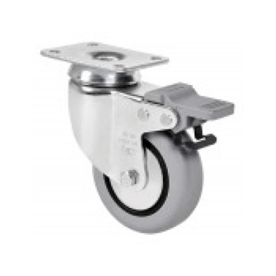 Rueda gir.ø80 bh-pgi 60kg.c/freno goma gris alex 1-0386